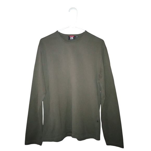 Vintage Tommy Hilfiger Long Sleeved Shirt Dark Olive Green Layering Casual Y2K L - Picture 1 of 11